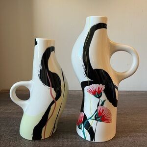 Rachel Joanis X OUI Artistic Ceramic Vases Candle Holder with Floral Design